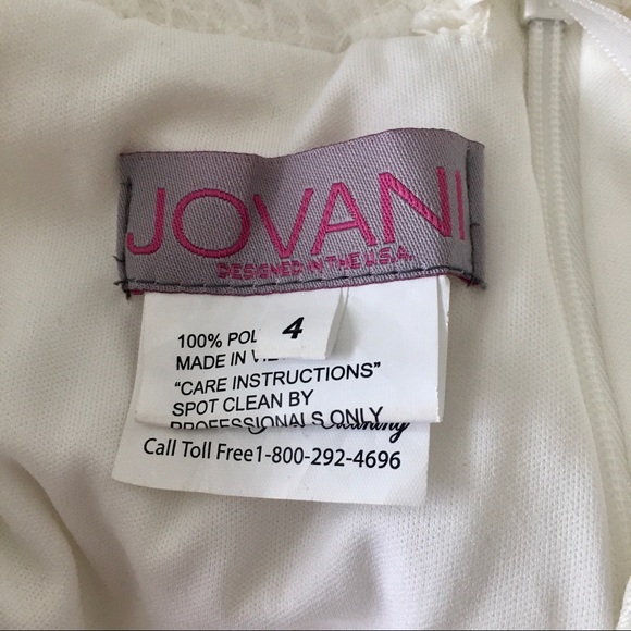 Jovani White/Nude Lace & Crochet Midi Dress 🌼 - Picture 6 of 8